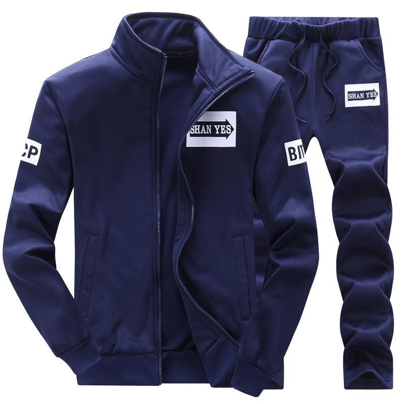 Trendy Sweatshirt Men's Collar Coat Spring and Autumn Casual suit Youth Fat Clothes Trousers Sportswear Men's Clothing