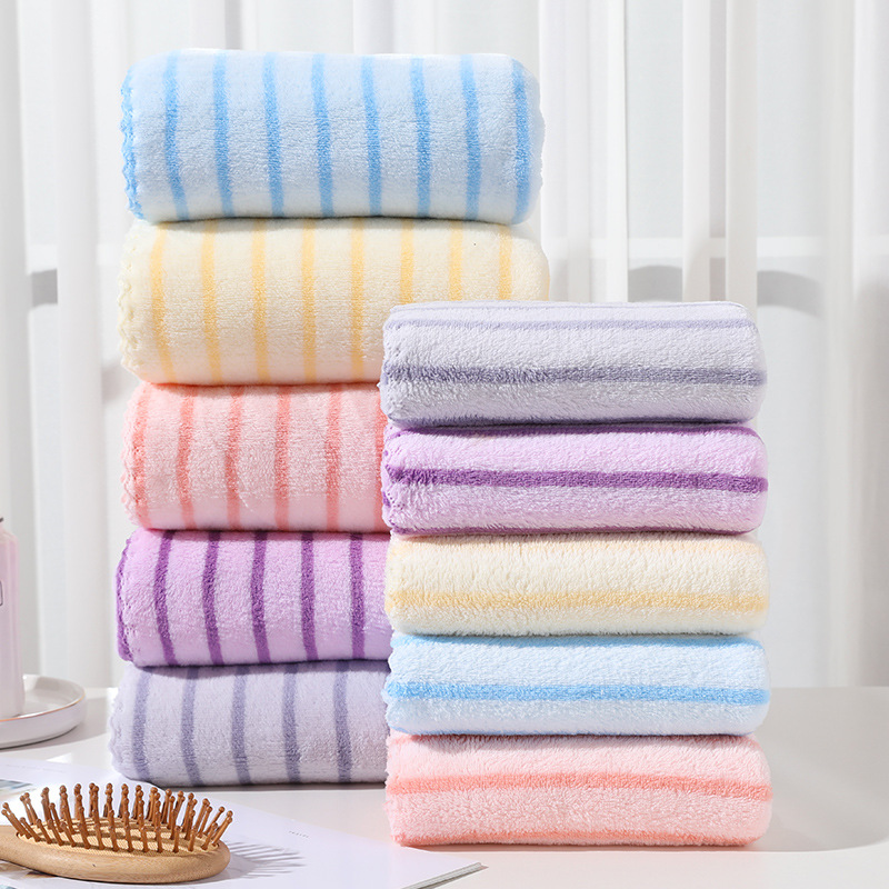 New Style Quality Narrow Strip Towel Bath Towel Set Coral Fleece Beach Towel Absorbent Home Daily Gift Welfare