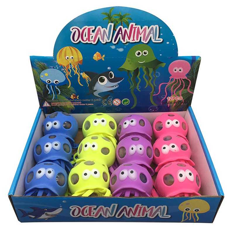Jellyfish hole ball octopus playing water colorful beads bubble big beads children's decompression vent toy simulation ocean pinch music