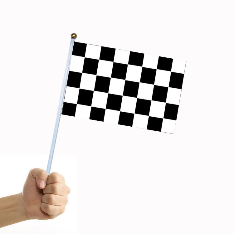 14 * 21cm racing hand flag in stock wholesale 20 * 28cm flag manufacturer black and white plaid No. 7 No. 8 small flag