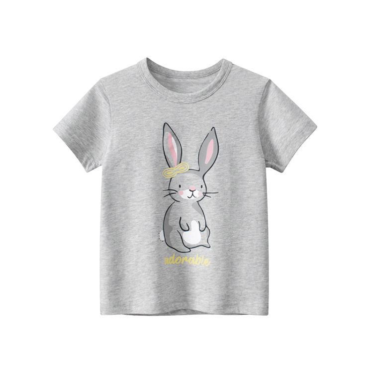 Children's Korean version of short sleeve T-shirt girls summer new children's clothing 27home children's cartoon rabbit jacket wholesale
