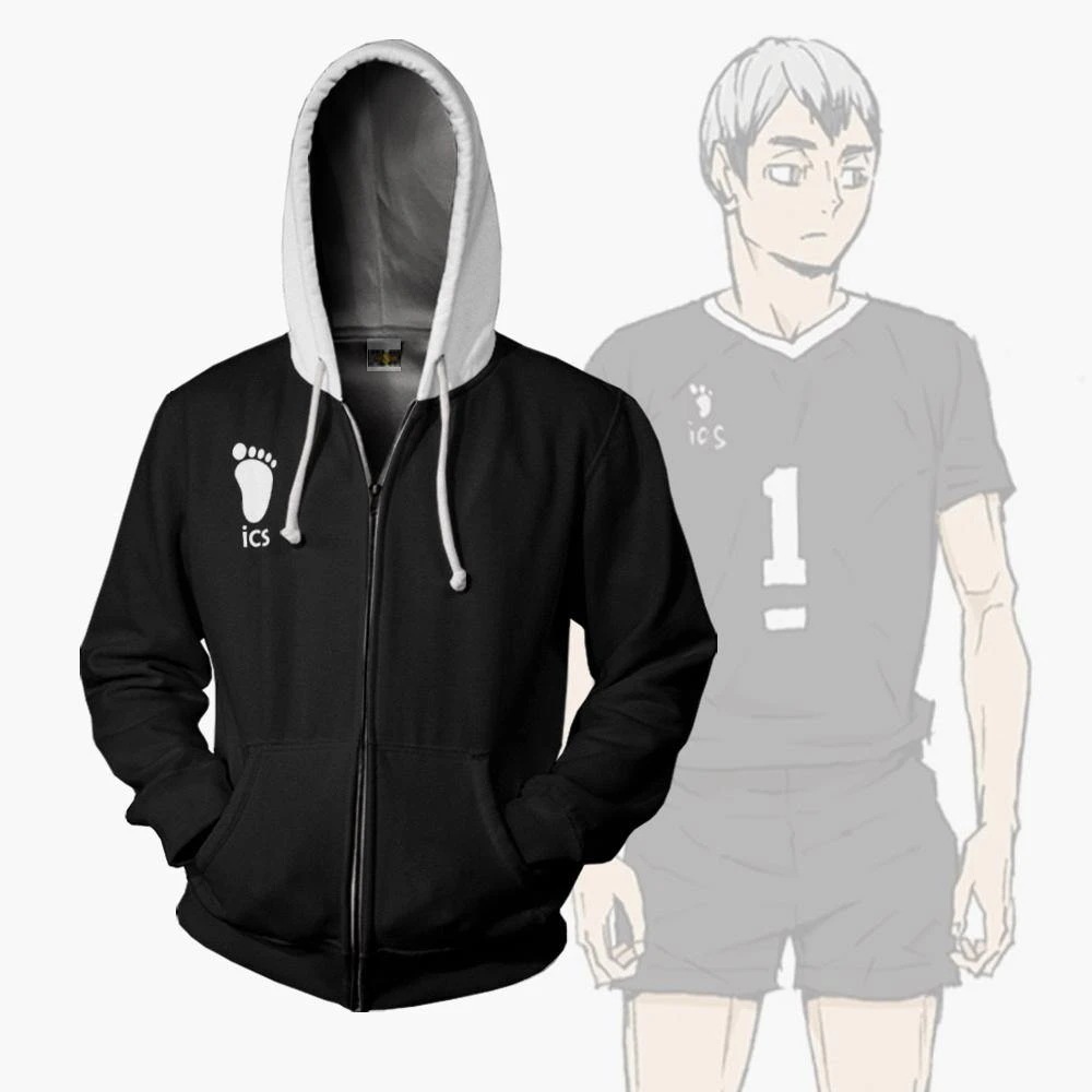 New 3D Anime Volleyball Junior cos play Zipper Hooded Sweatshirt 3D Digital Printing Clothing