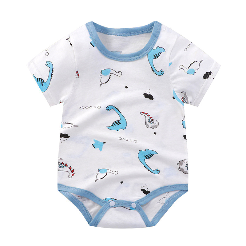 Baby's Summer Climbing Clothes Baby's Pure Cotton Jumpsuit Cartoon Thin Newborns Wrapping Clothes Baby Triangle Hats