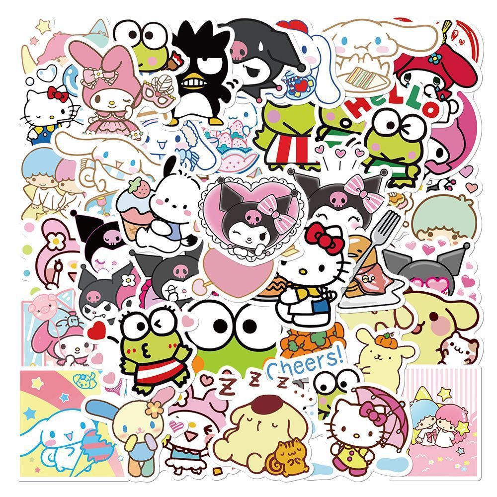 100 Sanrio Mixed Stickers Kulomi Yugui Dog melody TK Cartoon Hand Account Decorative Stickers Wholesale