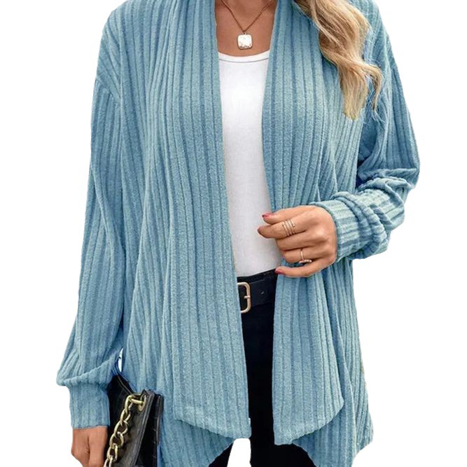 Amazon 2024 European and American women's cross-border foreign trade temu autumn and winter new long sleeve solid color loose cardigan coat