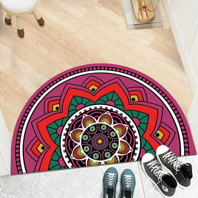 Cross-border Retro Ethnic Style Semi-circular Floor Mat Household Bedroom Non-slip Foot Mat Bathroom Toilet Entry Door Mat