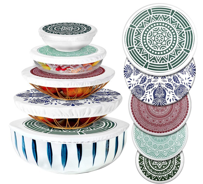 Cross-border hot sale Cotton Bowl cover washable reusable salad bowl dust cover fresh-keeping cloth printed cotton bowl cover