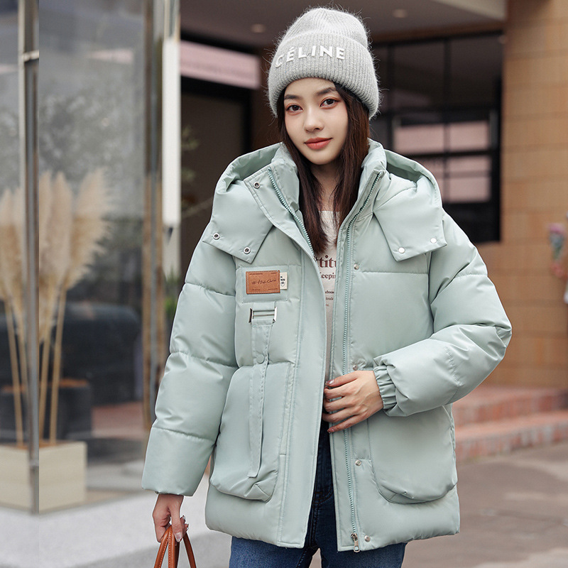 Thickened cotton-padded coat for women 2023 New ins Hong Kong style Harajuku Internet celebrity fried street down coat mid-length winter