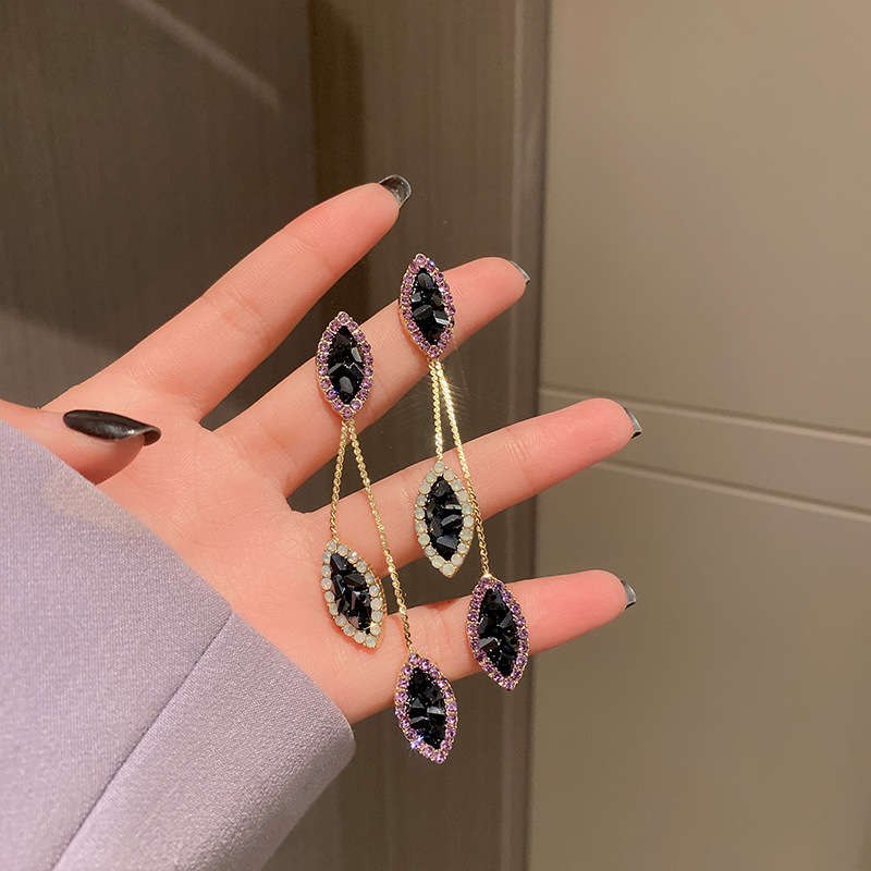 2# Silver Pin-Purple Gold Earrings