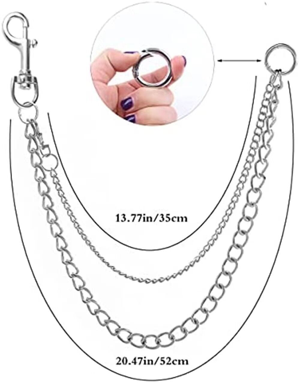 European and American cross-border punk retro metal pants chain adjustable multi-layer waist chain fashion men's and women's pants chain wholesale