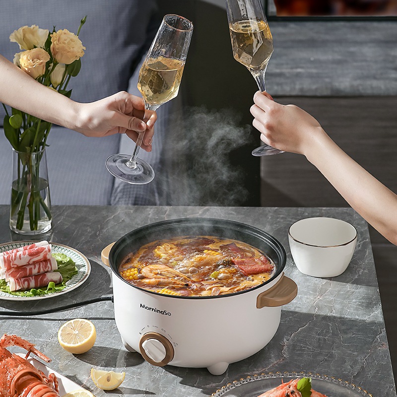 Electric Hot Pot Household All-in-One Electric Cooking Pot Electric Stir-frying Pot Non-stick Pot Small Electric Pot for Dormitory Students