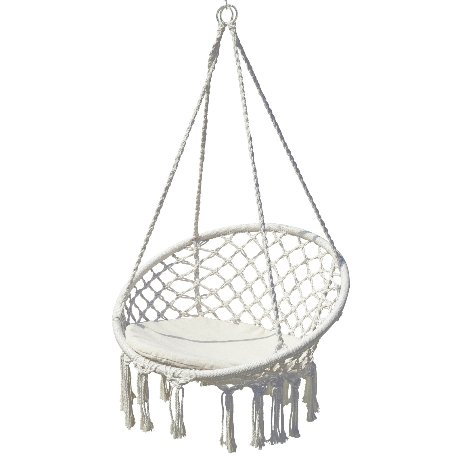 ins Nordic style tassel hanging chair hand-woven basket cotton rope swing outdoor hammock balcony cradle chair wholesale