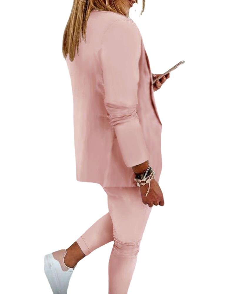 2024 New European and American Amazon Independent Station New Casual Solid Color Commuter Fashion Suit Suit Women's Suit