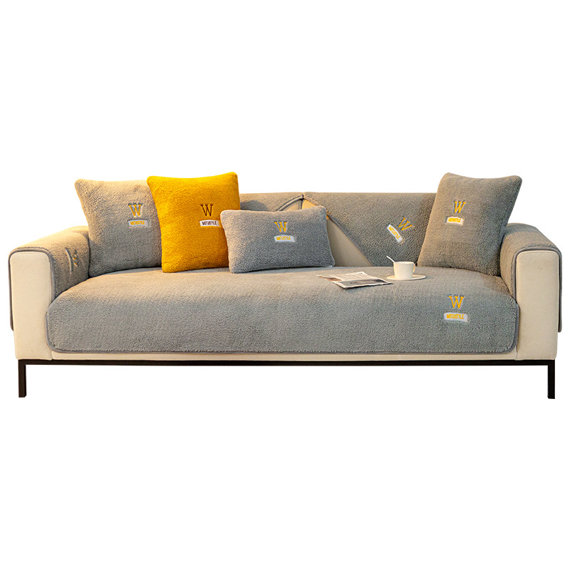 Lamb Velvet Sofa Cushion Winter fleece-lined Thickened Cushion Fabric Sofa Cover 2025 New Anti-Slip Cover Cloth Towel