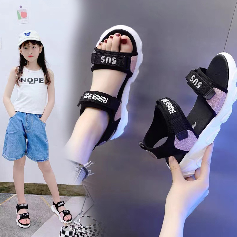 Girls' Sandals 2022 New Summer Fashion Men's Internet Celebrant Girls Sneakers Big Kids Soft Sole Student Beach Shoes