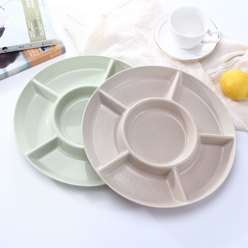 Snack Plate Snack Plate Living Room Dried Fruit Plate Plastic Round Split Plate Large Capacity Coffee Table Snack Platter