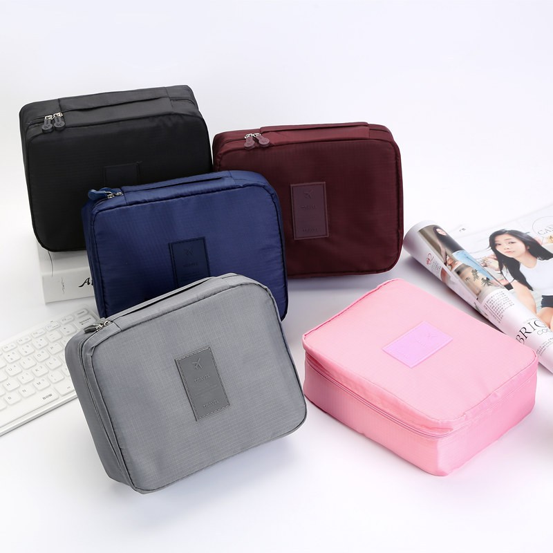 Oxford Cloth Quartet Cosmetic Bag Women's Multi-purpose Large Capacity Waterproof Toiletry Bag Travel Double-layer Portable Storage Bag