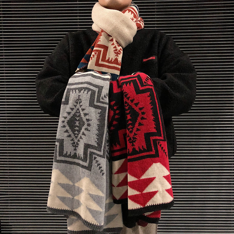 Scarf Men's Winter Scarf 2021 New Thickened Warm Young People Student Teenager Plaid All-match Trendy Men
