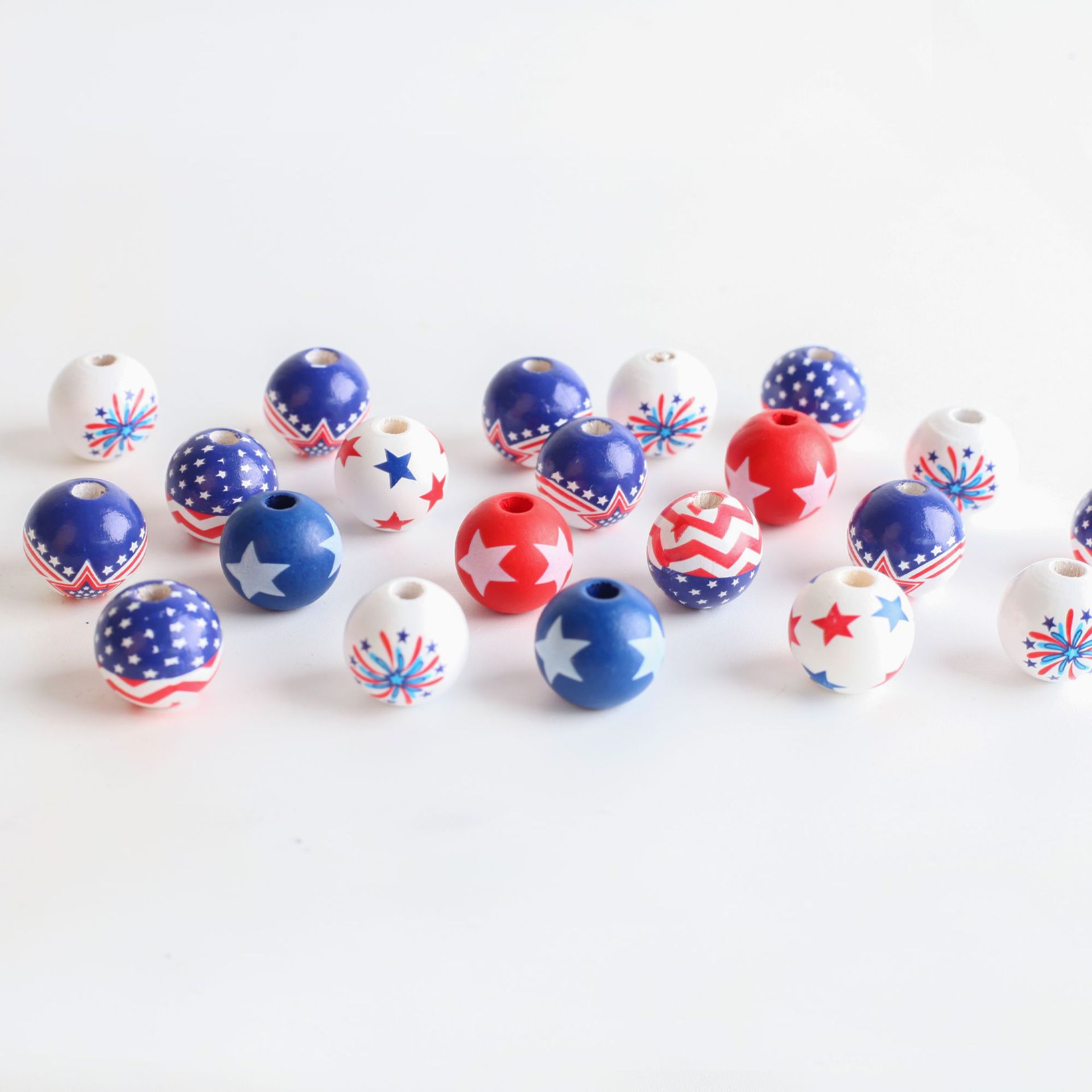 DJ Source Factory Independence Day Color Wooden Beads Hemp Rope Tassel Wooden Beads DIY Accessories 2023.2 New Products