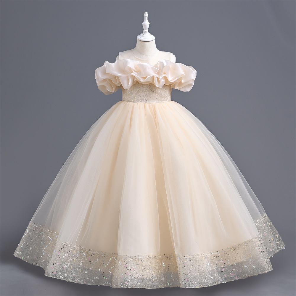 Girls' formal dress skirt new style children's clothing medium size child net mesh puffy skirt long elegant dress children's princess skirt girls 