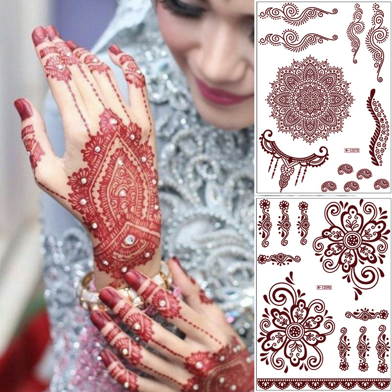 Zhengxiang 2025 Cross Border Brown Lace Tattoo Waterproof Flower India henna art tattoo Amazon
