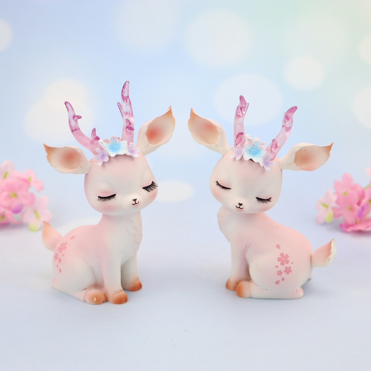 Nordic Cute Fawn Car Accessories Car Ornaments Girl's Heart Room Layout Bedroom Bedside Decoration Ornaments