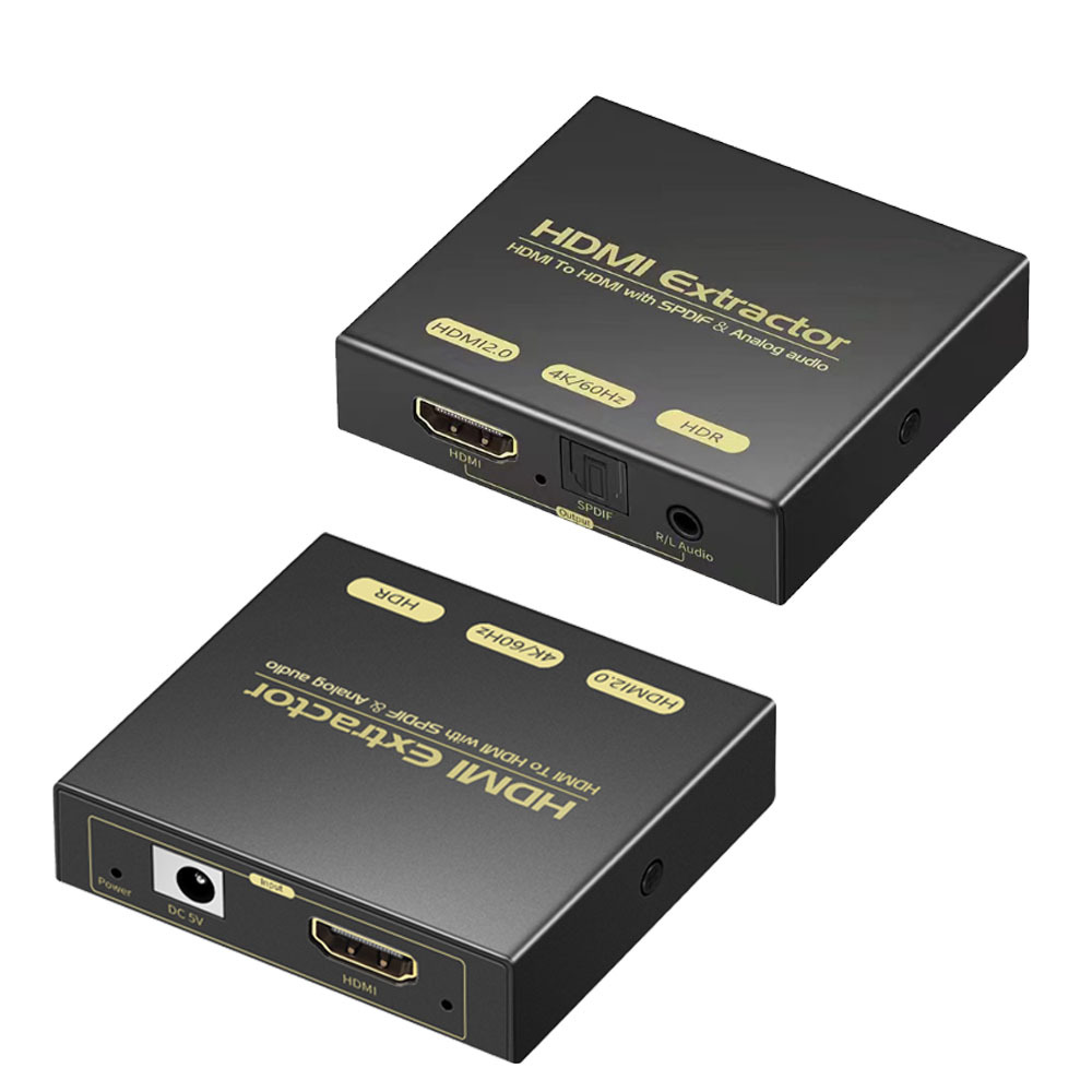 Hot selling HDMI audio separation 2.0 version 4K60 optical fiber Audio 5.1 channel to 3.5 connection audio audio separation