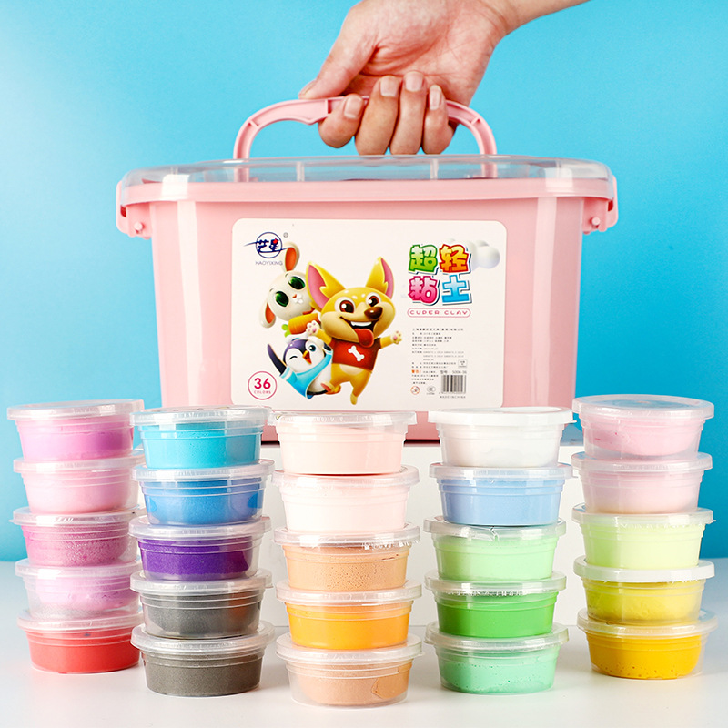 Boxed 36-color ultra-light clay kindergarten Plasticine colored clay storage box Children's handmade light clay DIY toys