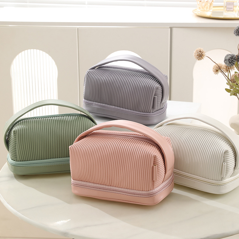 New cosmetic bag large capacity high color value portable waterproof wash bag high sense double layer travel storage bag wholesale