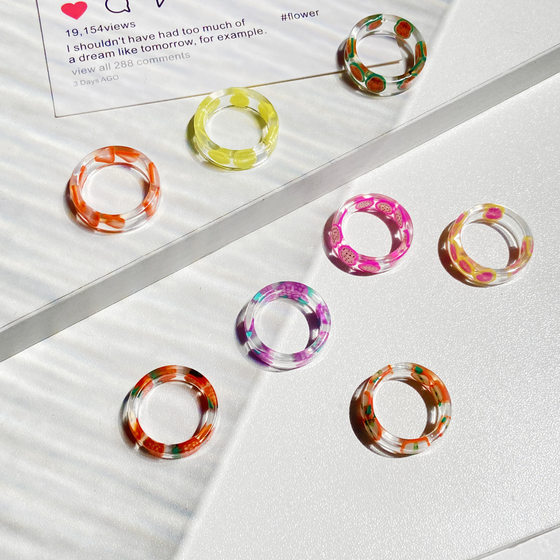 Han Zhishang Amazon New Articular Ring Women's European and American Cross-border Creative Personalized Summer Fruit Resin Ring