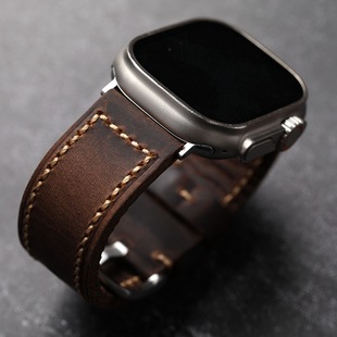 Suitable for apple watch apple watch leather strap 49MM 45 8Ultra frosted retro H head
