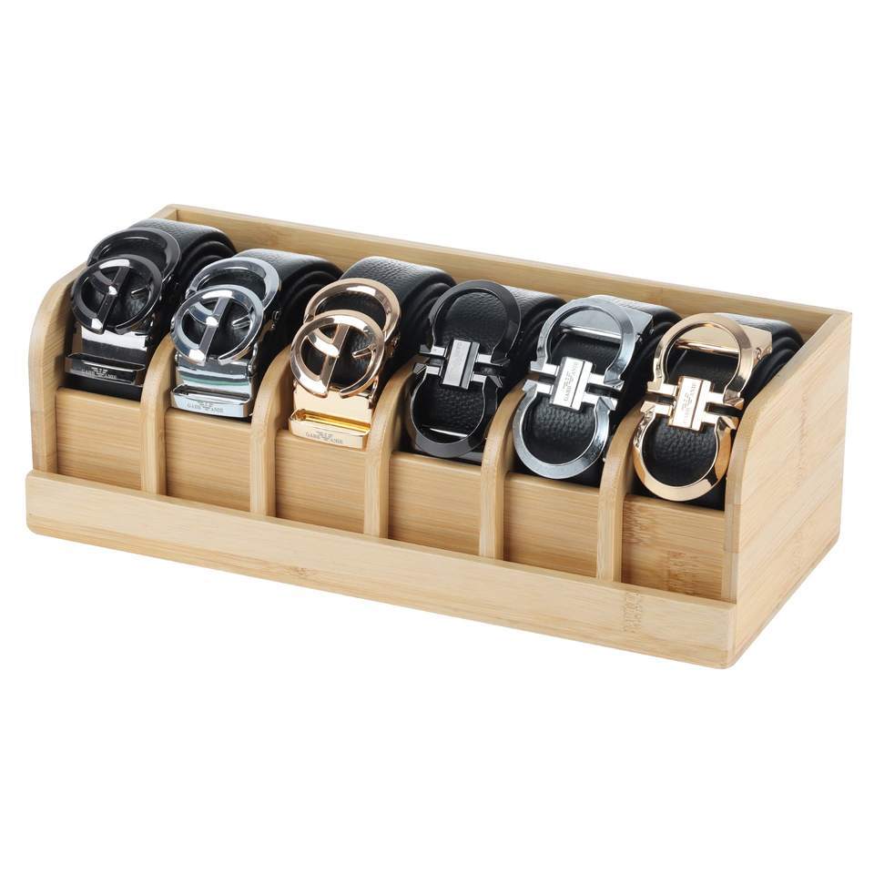 Belt storage box wooden men's belt tie display box wooden multi-grid format organizing storage wooden box