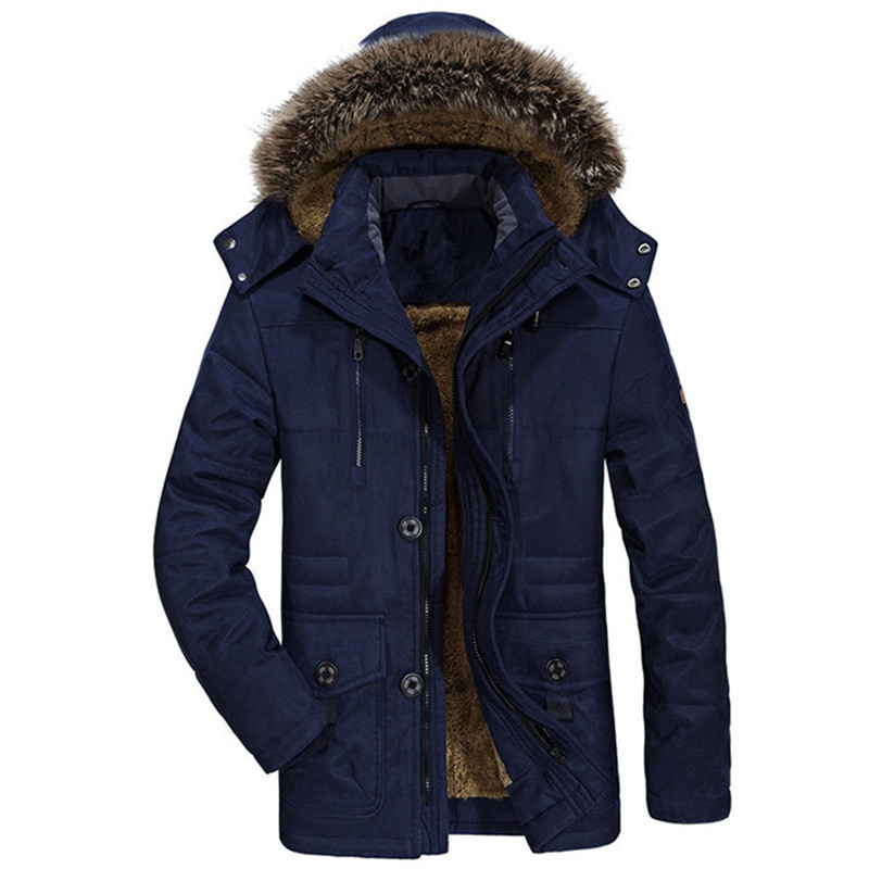 AliExpress new autumn and winter long middle-aged hooded plus velvet men's large size cotton-padded clothes factory a generation of hair coat