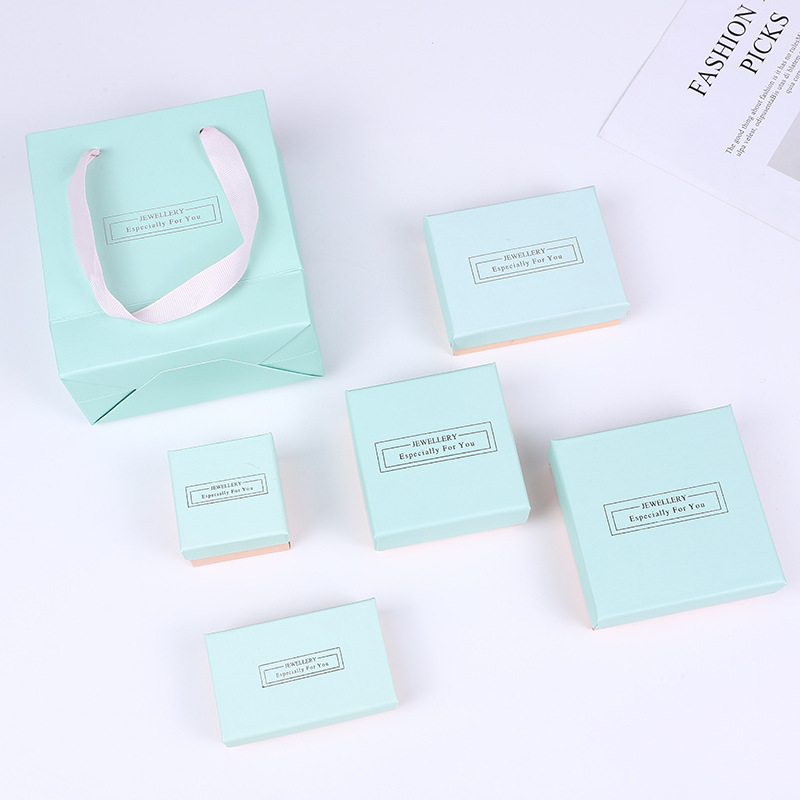 Blue and pink jewelry packaging box heaven and earth cover jewelry storage carton ring earring bracelet necklace gift packaging box