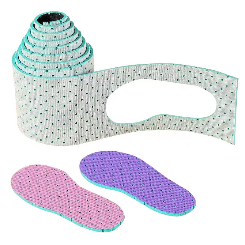 Self-cut insole children adult sports breathable insole self-cut shock-absorbing mesh punching long soft shoe material Four Seasons
