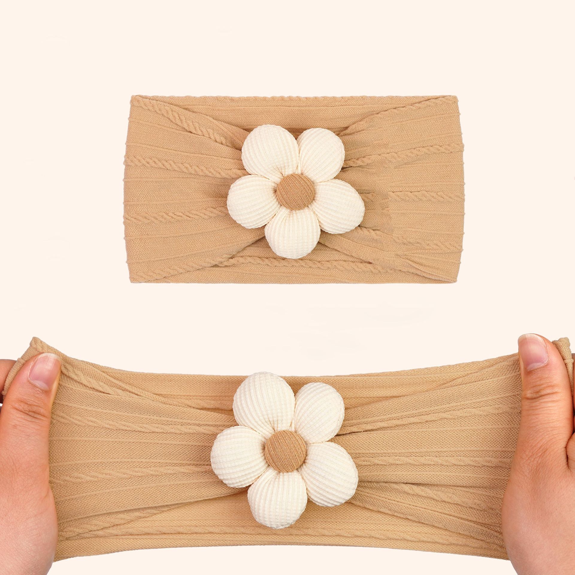 Cross-border Baby Hair Band Small Flower Children's Jacquard Nylon Hair Band Chimney Door Protecting Hair Accessories for Boys and Girls Baby Headline Covering