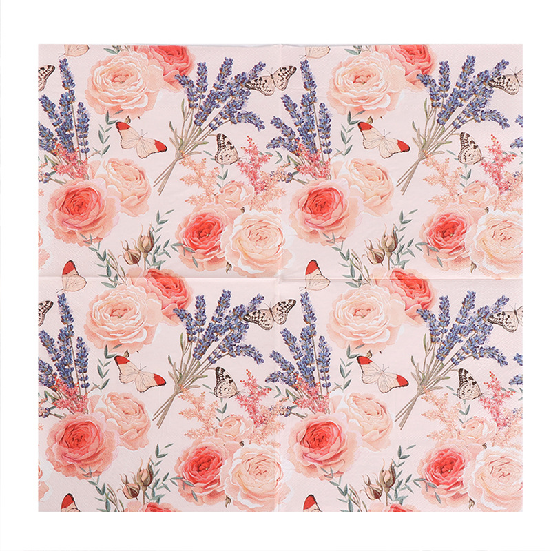 Factory in stock native wood pulp napkin facial tissue double-layer square tissue hotel restaurant color retro printing