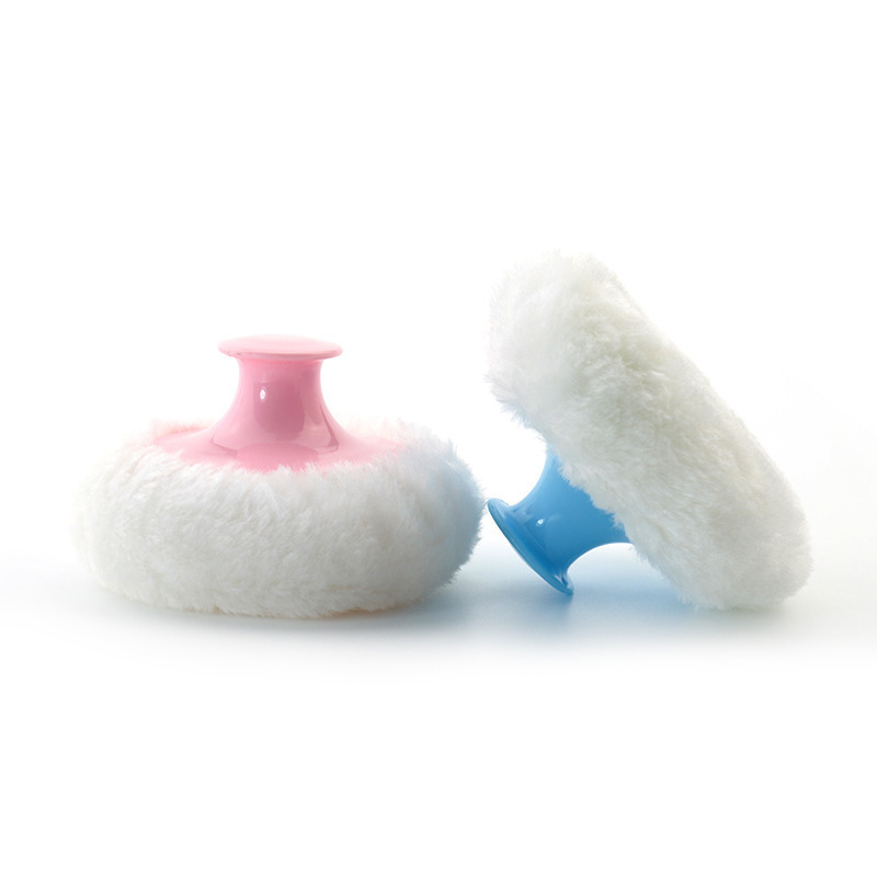 Factory direct baby powder puff children's products super soft plush puff with handle spot wholesale