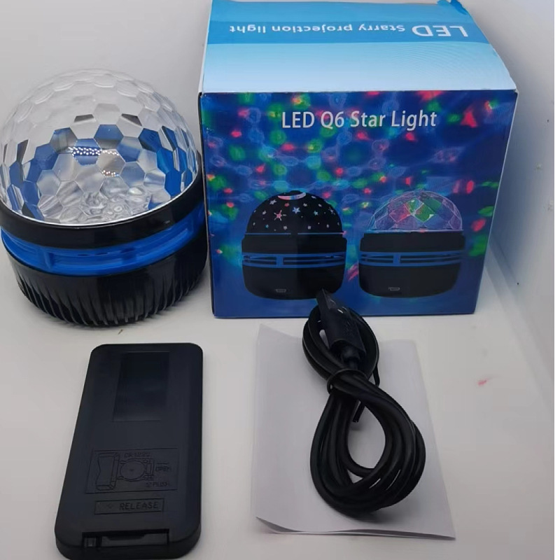 Cross-border aurora night light crystal starry sky decorative light plug-in self-walking magic ball atmosphere light remote control water ripple projection lamp