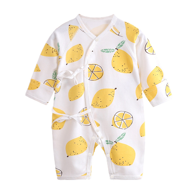 Premature Clothes Newborn Baby Spring Autumn and Winter Combed Cotton Tie-up Boneless Stitching Air-conditioning Clothing Climbing Clothing