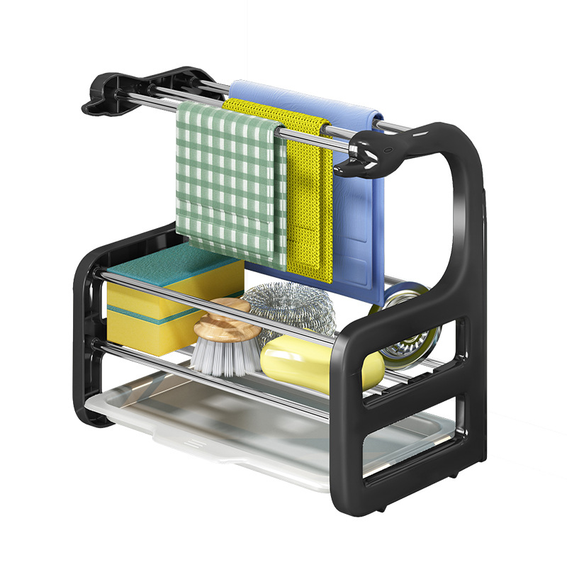 New version Little Swan Rag rack kitchen storage rack punch-free countertop wall hanging sponge draining White cleaning cloth storage rack