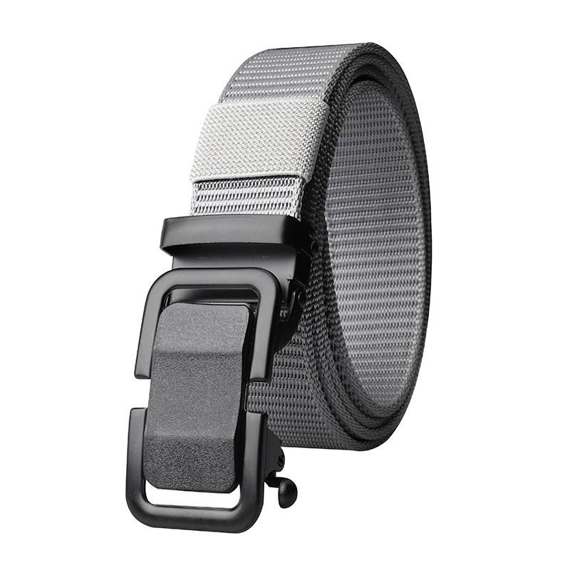 Cross-border Metal Buckle Nylon Canvas Belt Belt Men's Men's Trouser Belt Toothless Automatic Buckle genuine goods Belt