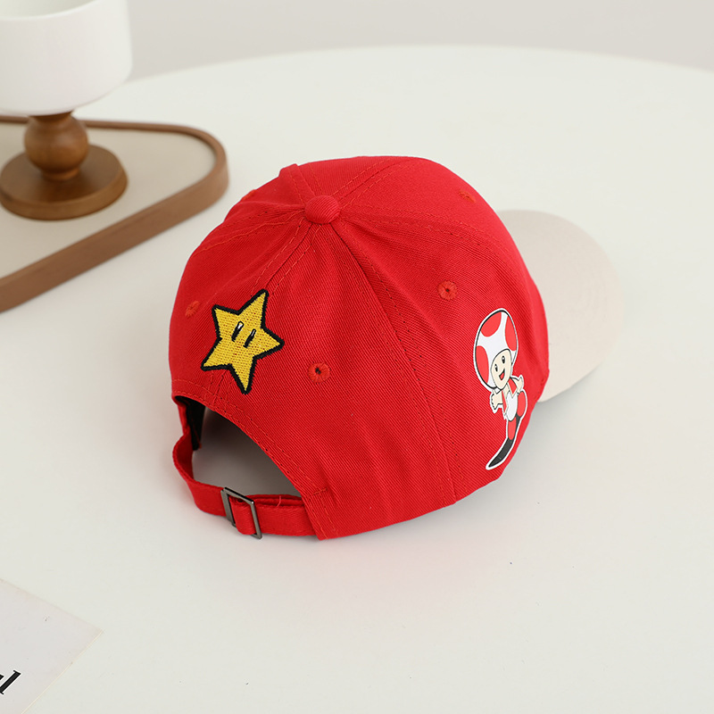 Children's net cap Korean color matching Mario baseball cap spring and autumn new baby sun hat super Mary cap