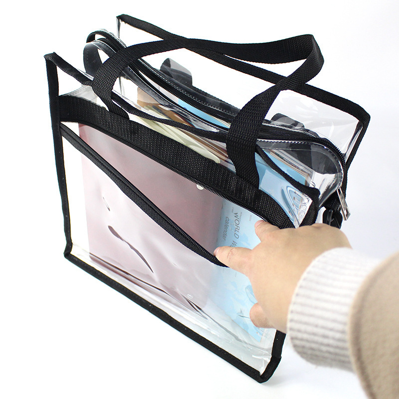 Cross border hot sale large capacity PVC shopping bag fashion transparent messenger bag ladies all match jelly bag in stock wholesale