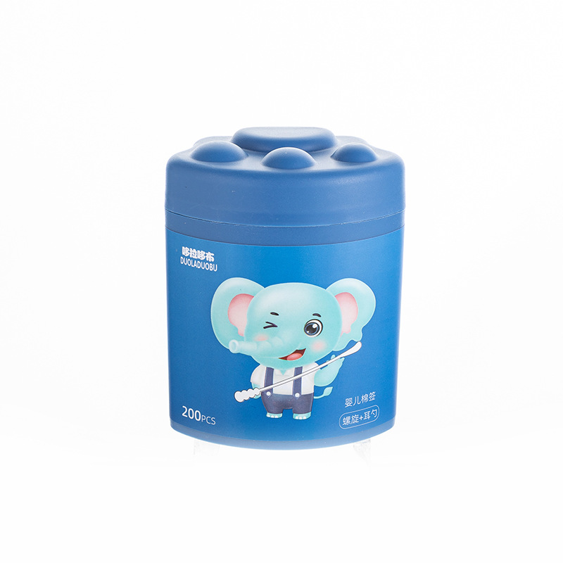 Doraemon Cartoon Cotton Swabs 200 Pieces Baby Cotton Swabs Threaded Ear Spoon Double Head Cotton Swabs 6462/6473
