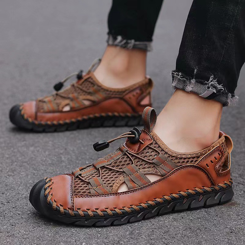 New Men's Sandals Fashion Men's Outdoor Sports Sandals Casual Breathable Leather Beach Shoes Men's
