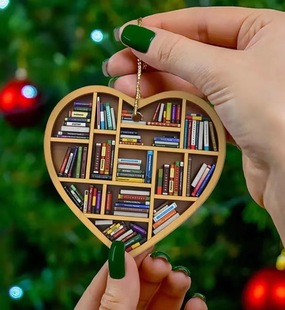 Book Lovers Heart Ornament love bookshelf pendant Heart Jewelry pendant for Book Lovers
