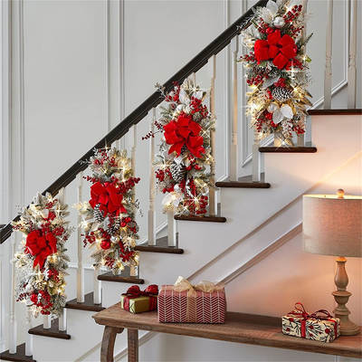 Meihui Christmas Stairs Wreath Stairs Decoration Hanging Christmas Nordic Home Scene Arrangement Christmas Amazon