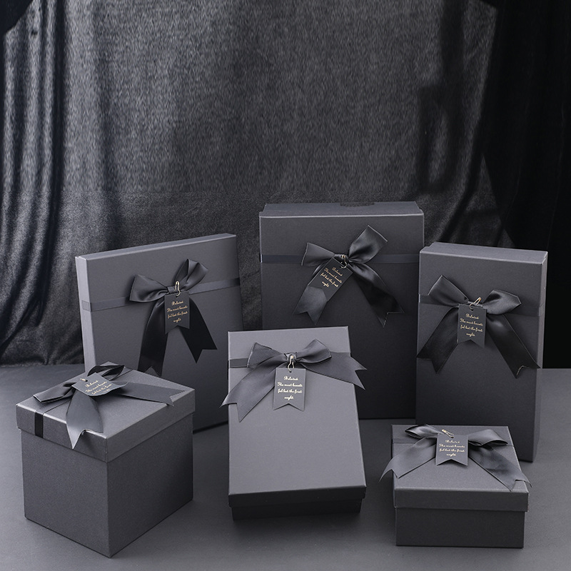 Black Square Kraft Paper Gift Box Valentine's Day Gift Box Jewelry Cosmetic Packaging Box Heaven and Earth Cover Gift Box