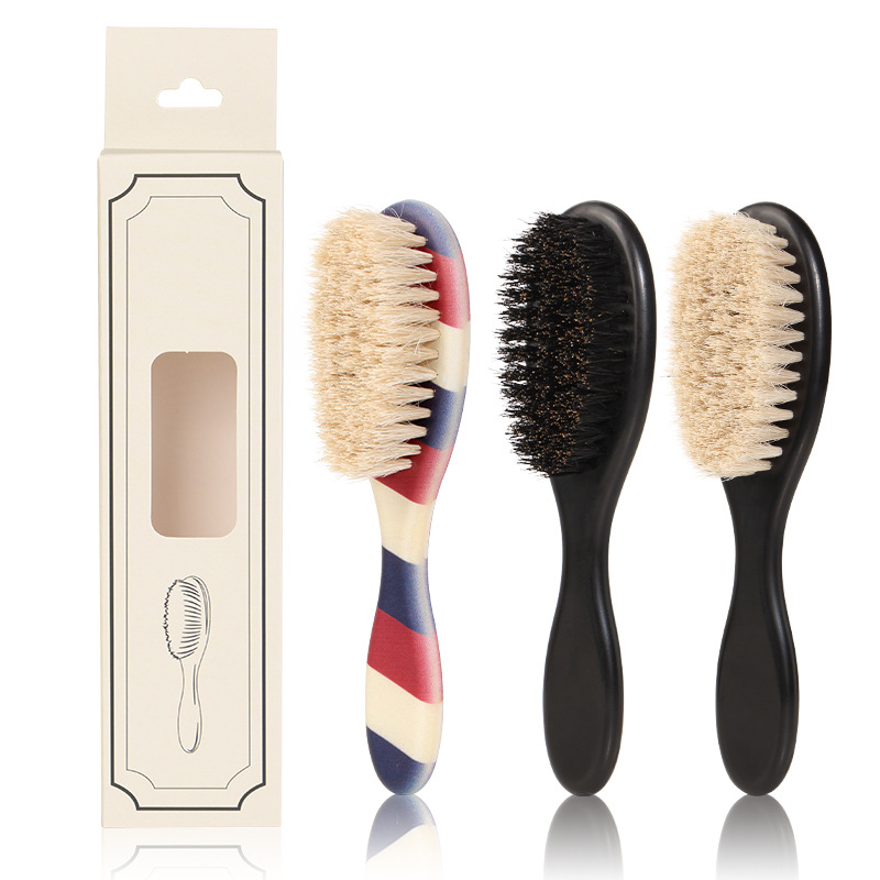 Cross-border men's oil head styling combing hair sweeping broken hair cleaning brush beard care comb plastic horse hair beard brush